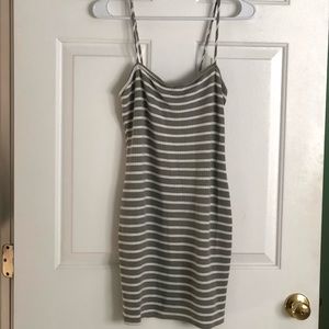 Charlotte Russe sage/white striped dress sz M